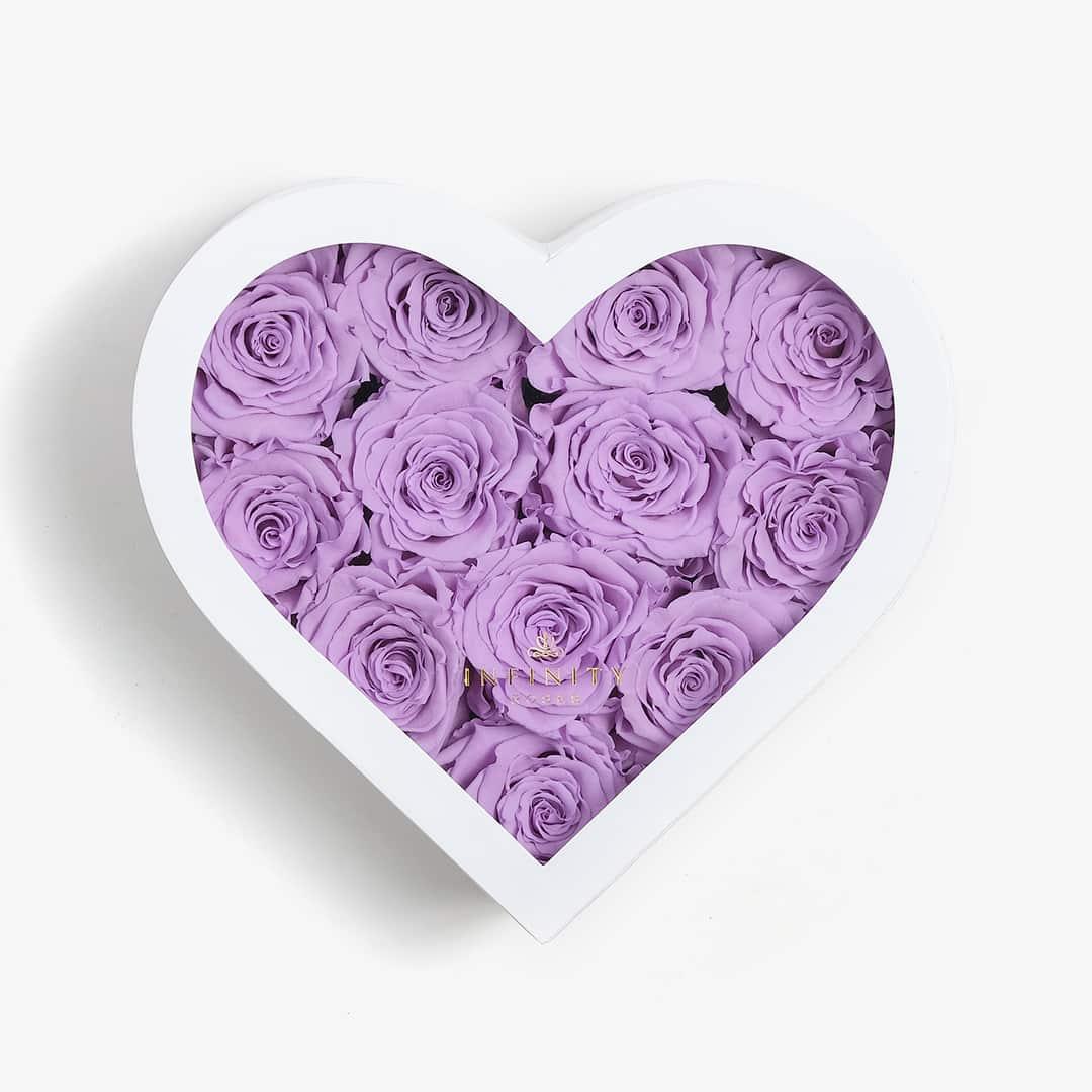 Medium Heart Box - Lavender Rose - White Box
