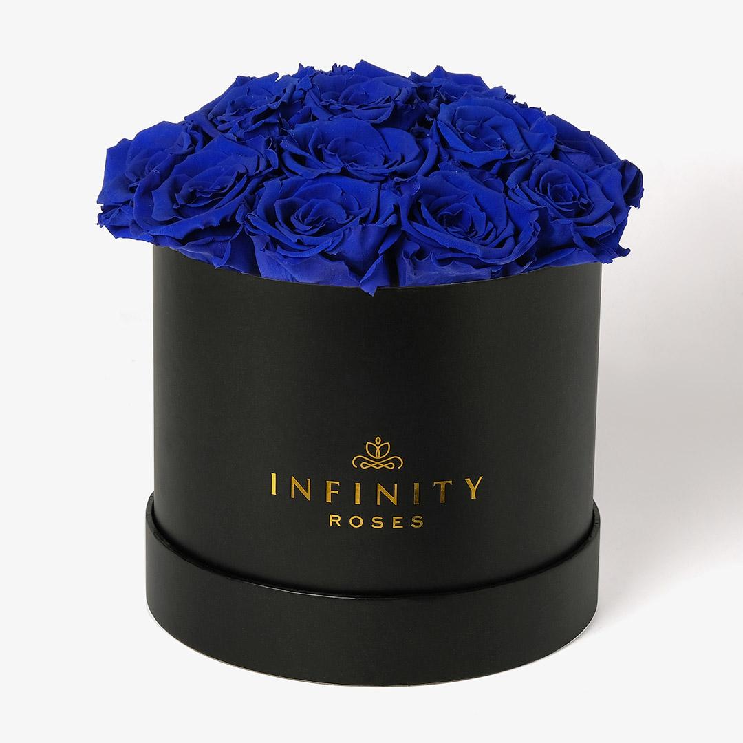 Large Bloom Rose Box - Royal Blue Rose - Black Box