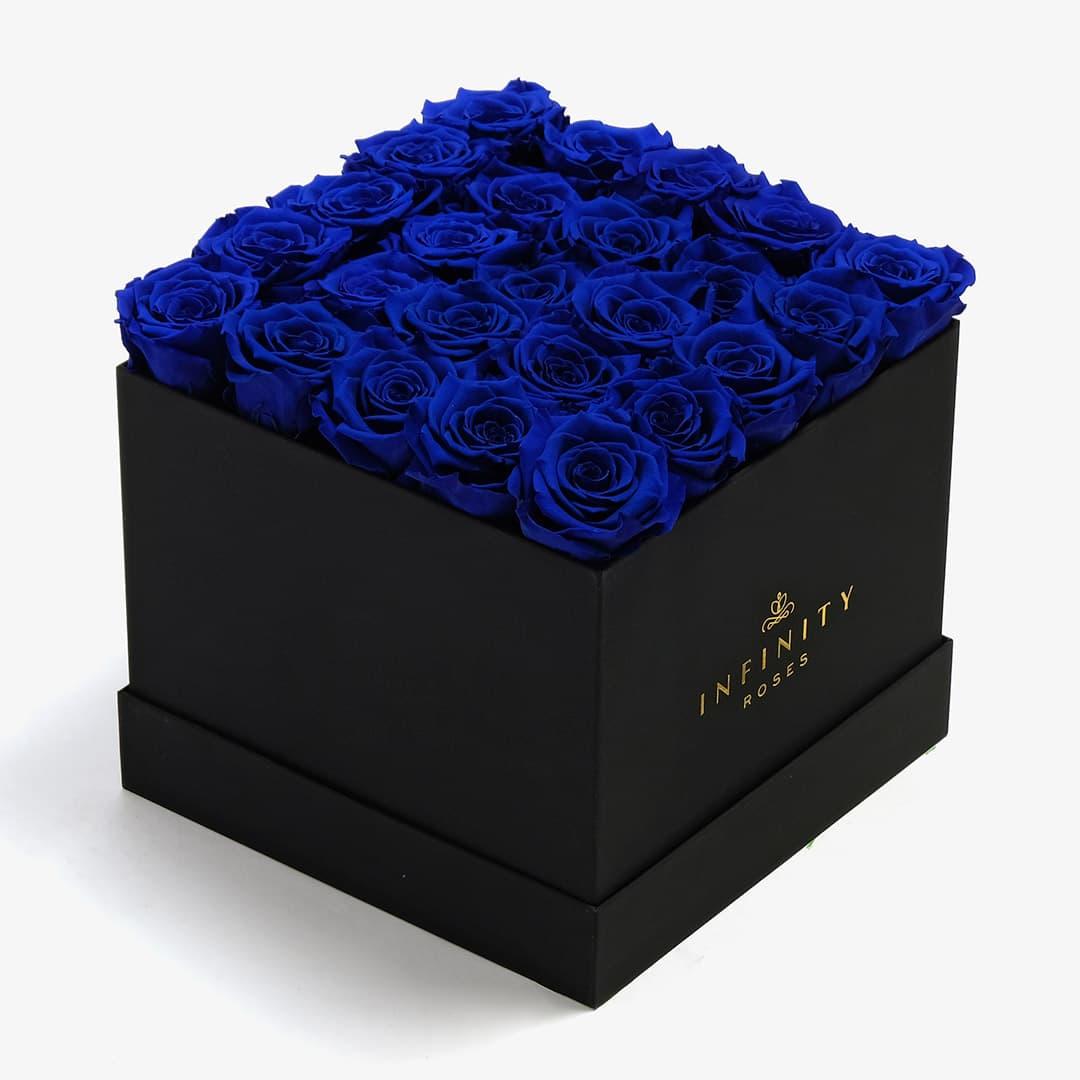 X-Large Square Rose box - Royal Blue Rose - Black Box