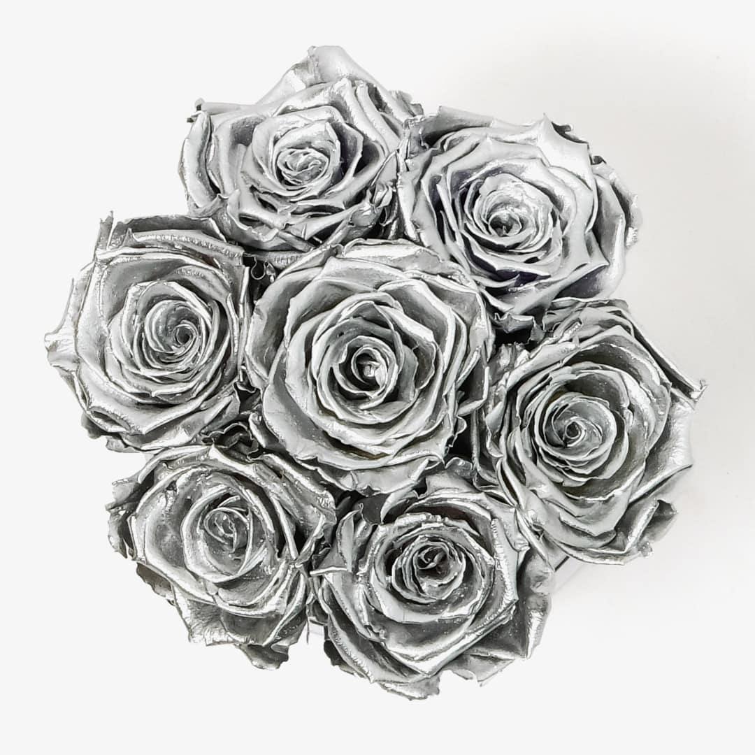 Medium Bloom Rose Box - Silver Rose - White Box