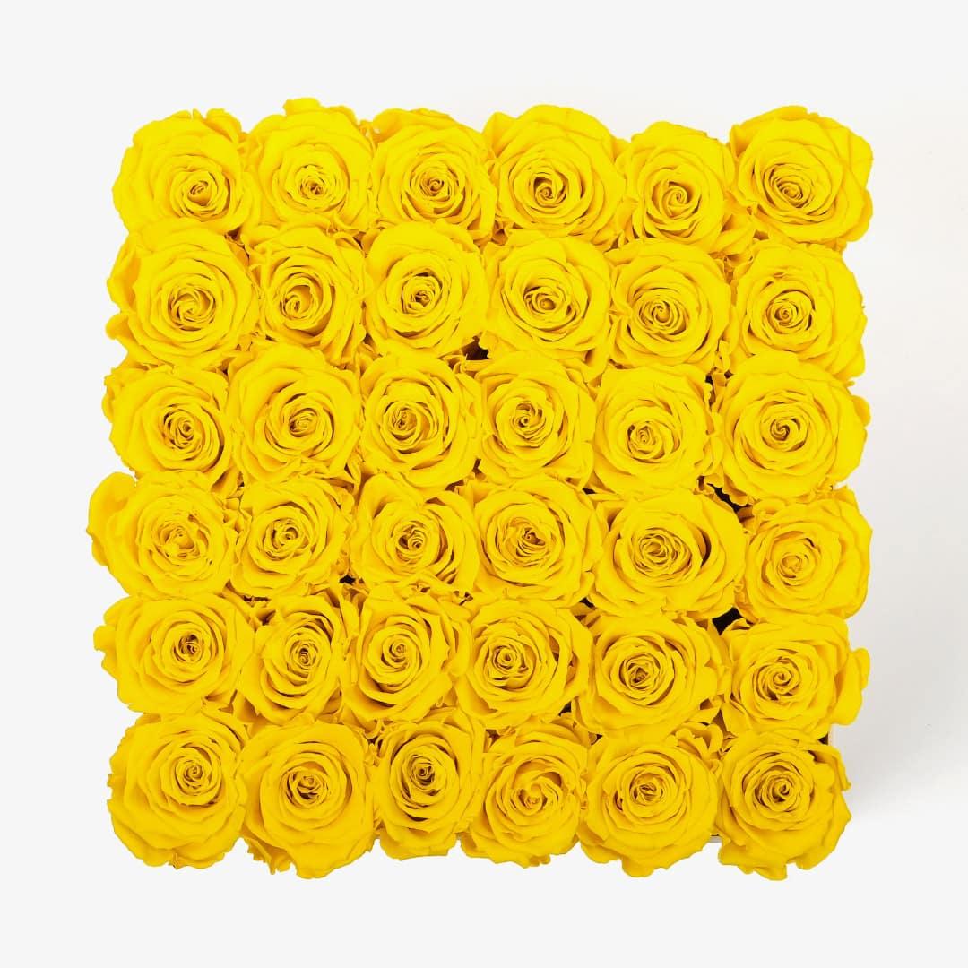 Grand Square Rose Box - Yellow Rose - Black Box