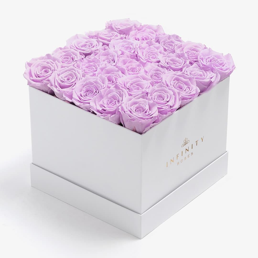 X-Large Square Rose box - Lavender Rose - White Box