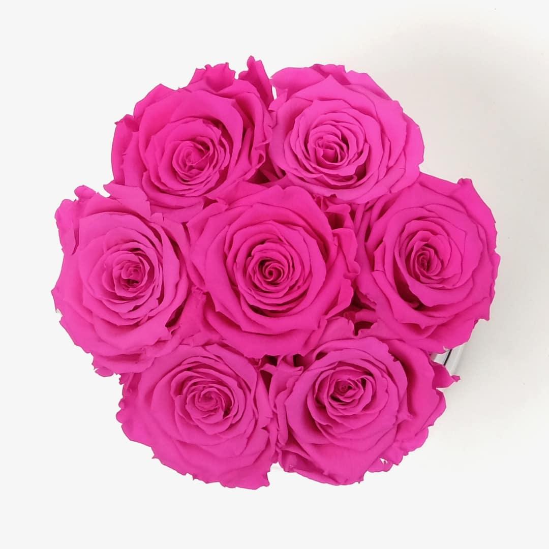 Medium Bloom Rose Box - Hot Pink Rose - Black Box