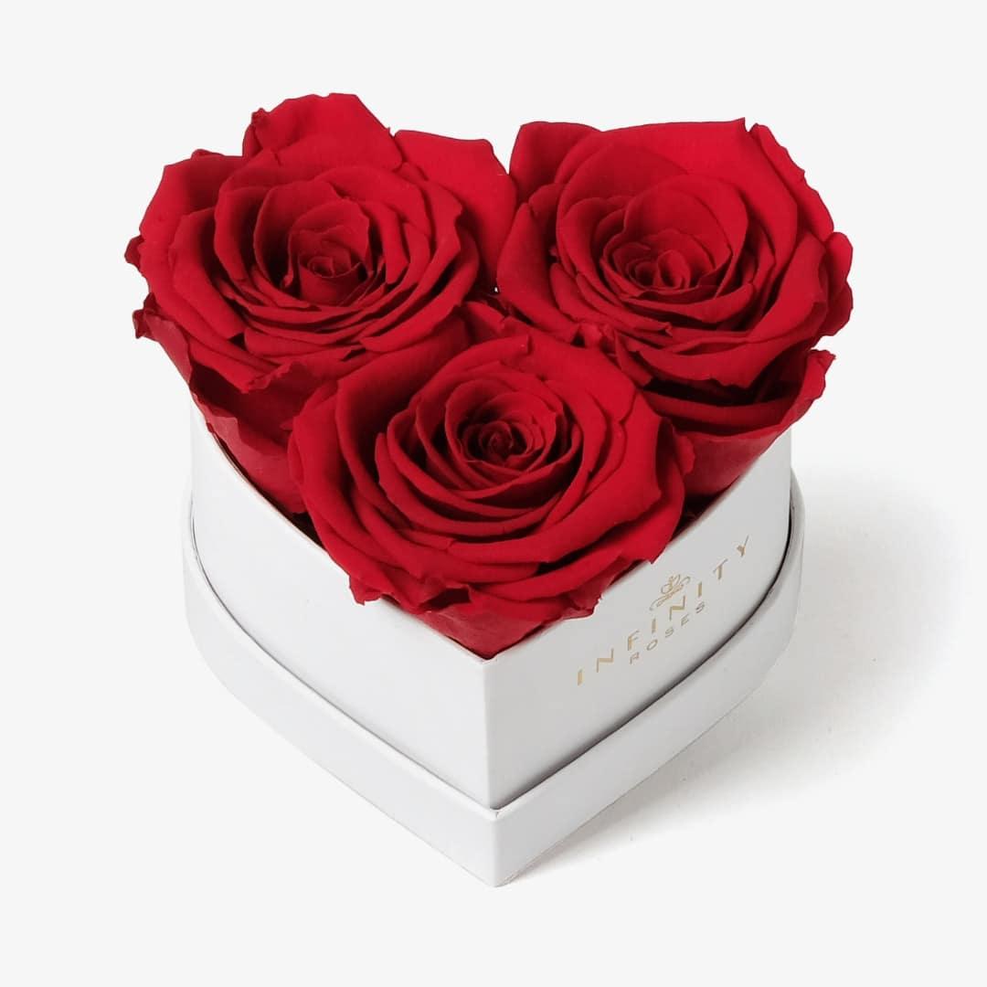 Small Heart Box - Red Rose - White Box