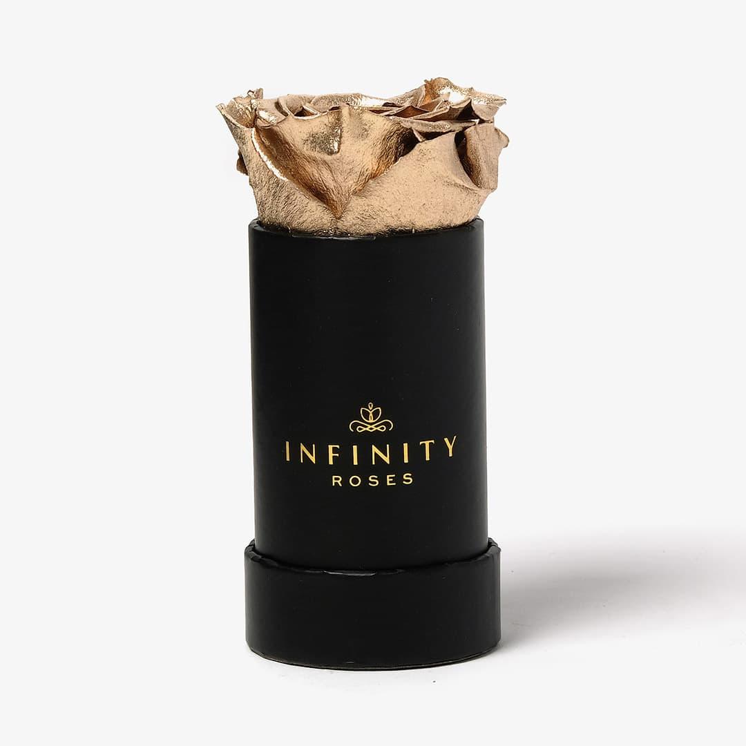 Single Rose Box - Gold Rose - Black Box