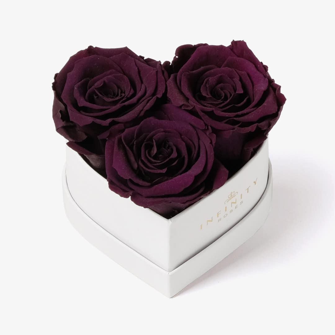 Small Heart Box - Violet Rose - White Box