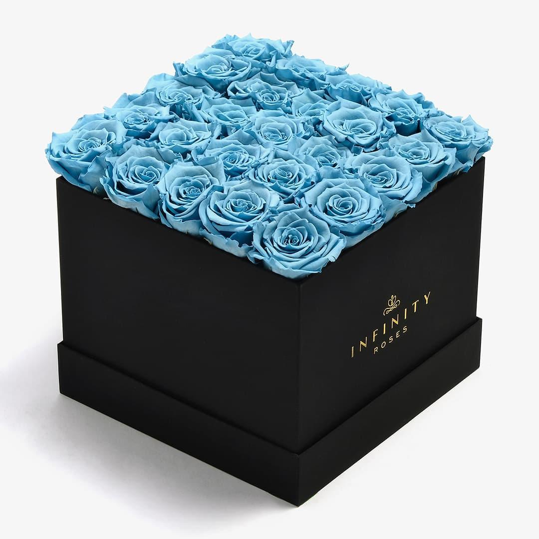 X-Large Square Rose box - Baby Blue Rose - Black Box