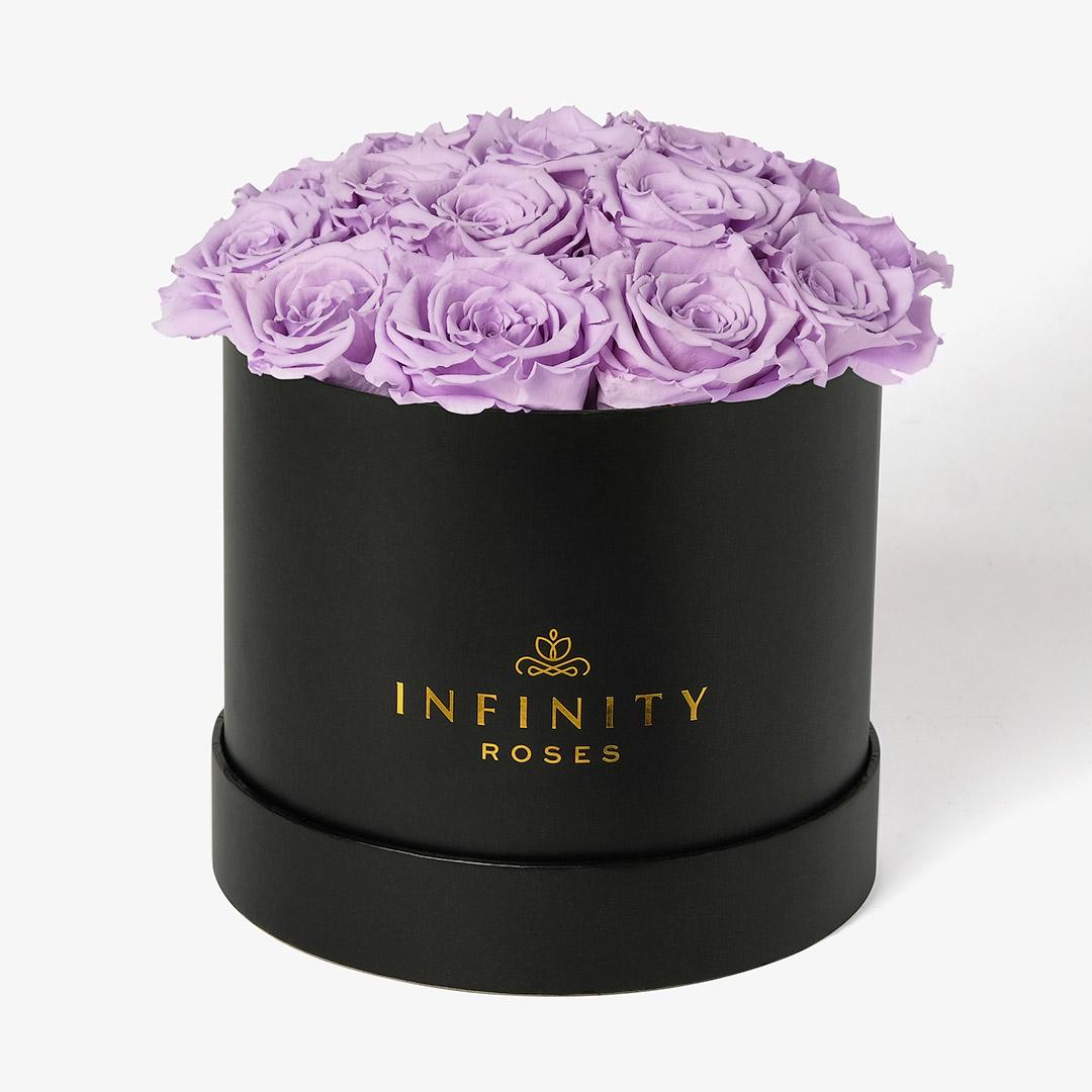 Large Bloom Rose Box - Lavender Rose - Black Box