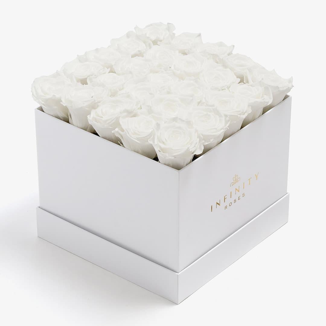 X-Large Square Rose box - White Rose - White Box