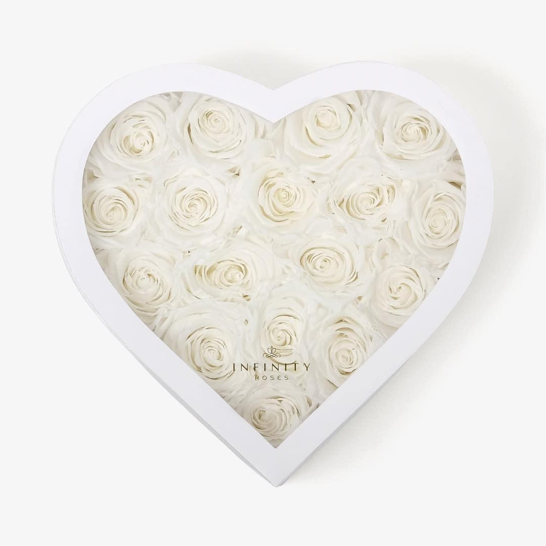 Large Heart Box - White Rose - White Box