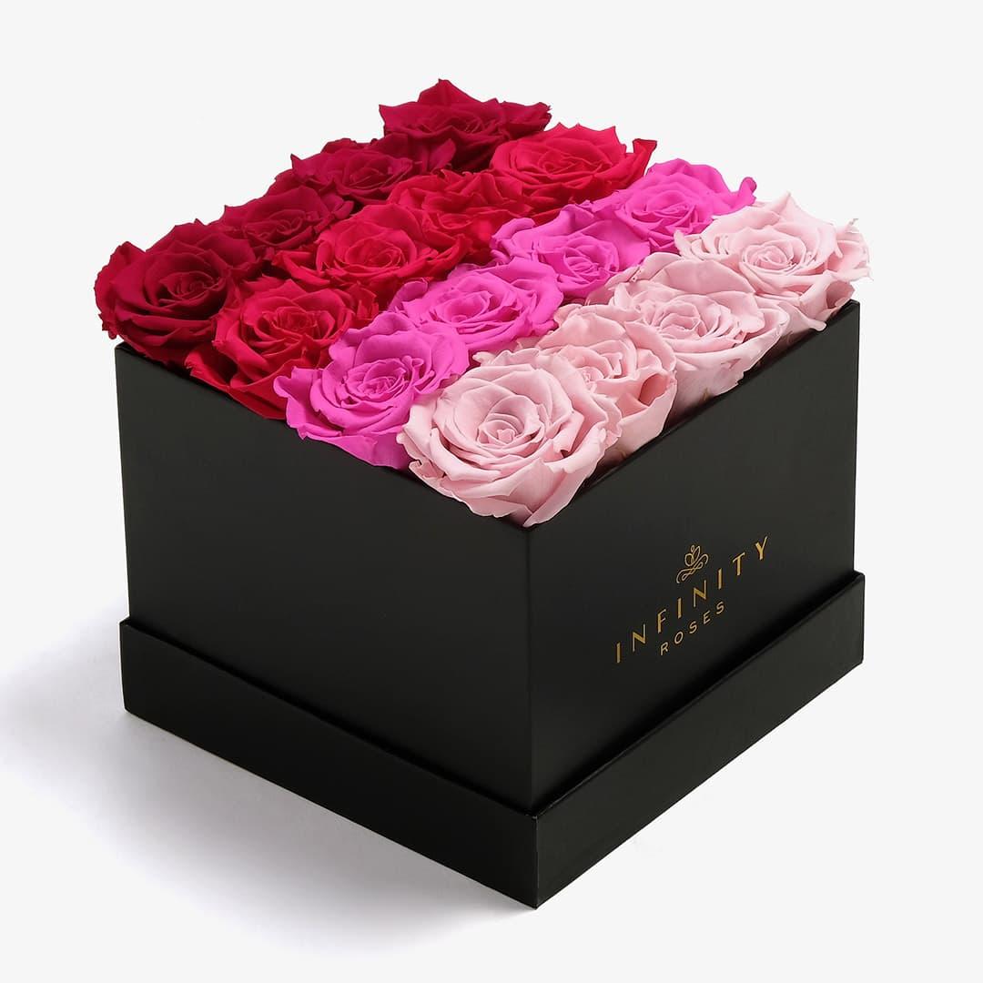 Large Square Ombre - Pink Ombre Rose - Black Box