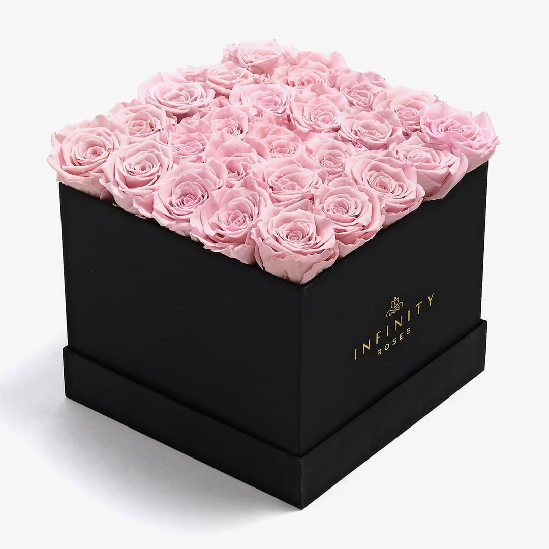 X-Large Square Rose box - Pink Rose - Black Box