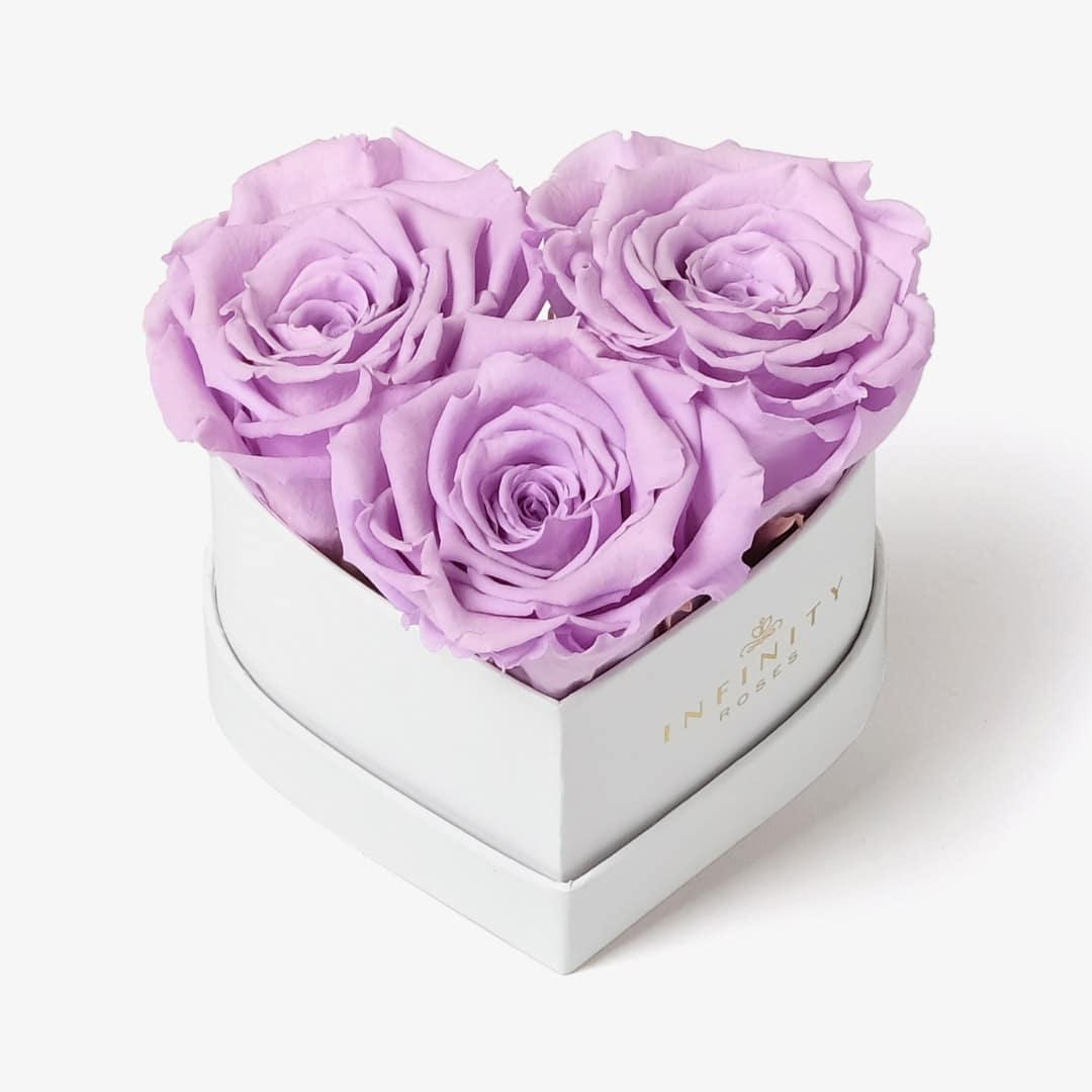 Small Heart Box - Lavender Rose - White Box