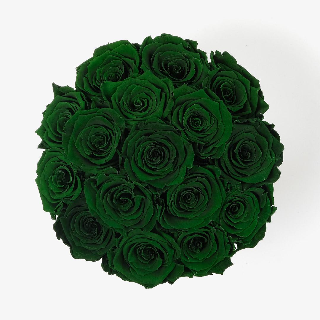 Large Bloom Rose Box - Emerald Green Rose - White Box