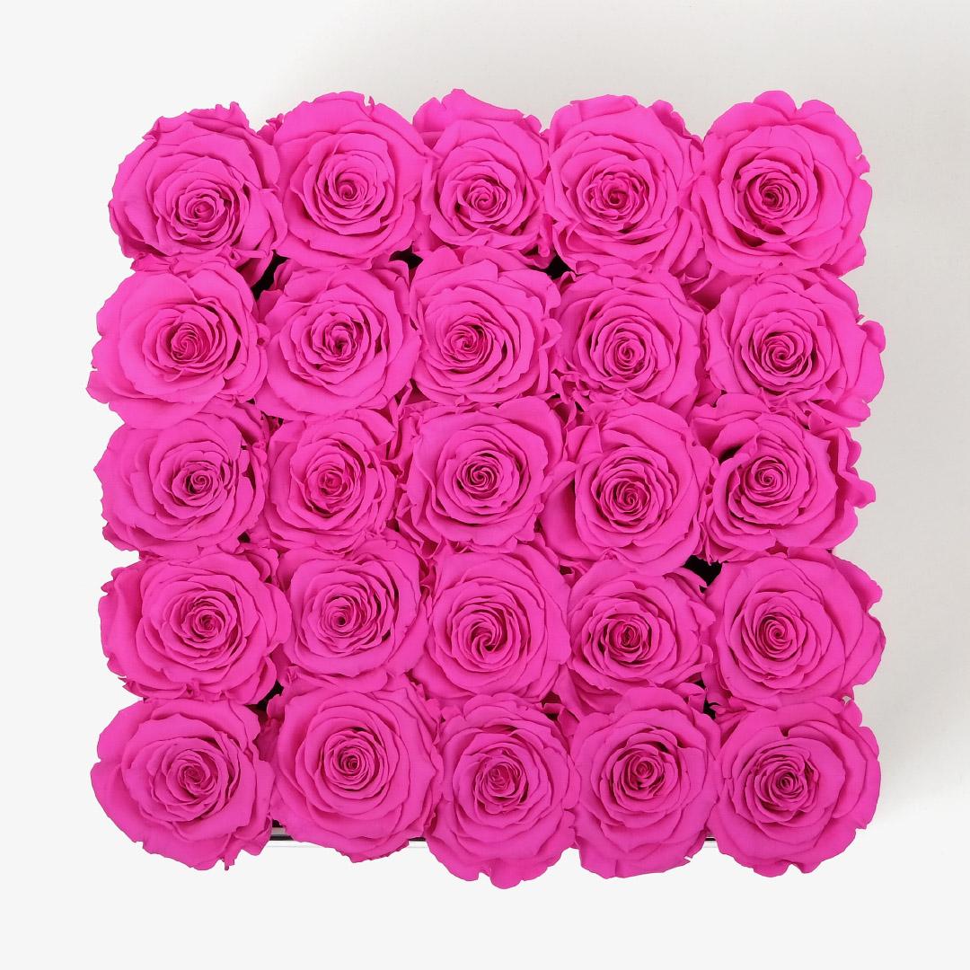 X-Large Square Rose box - Hot Pink Rose - Black Box