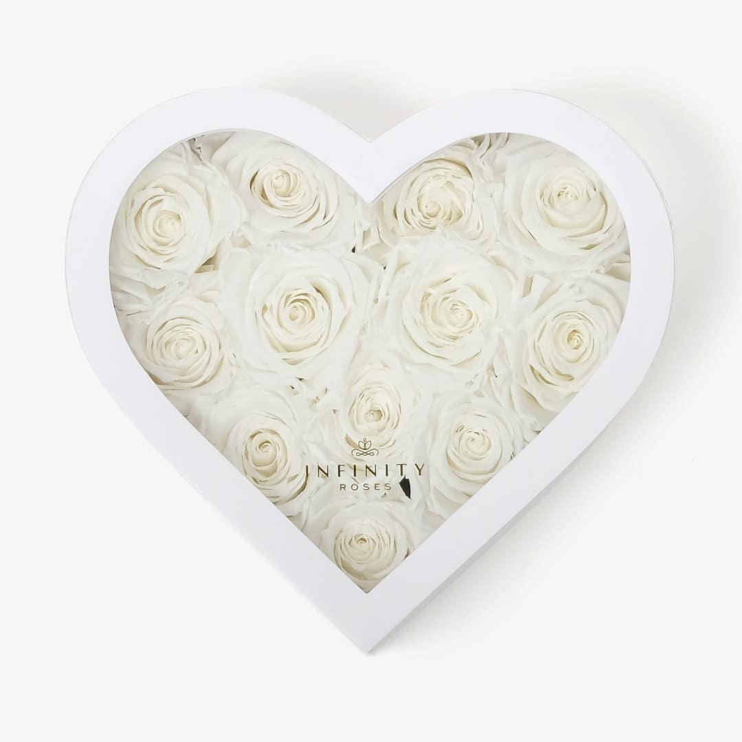 Medium Heart Box - White Rose - White Box