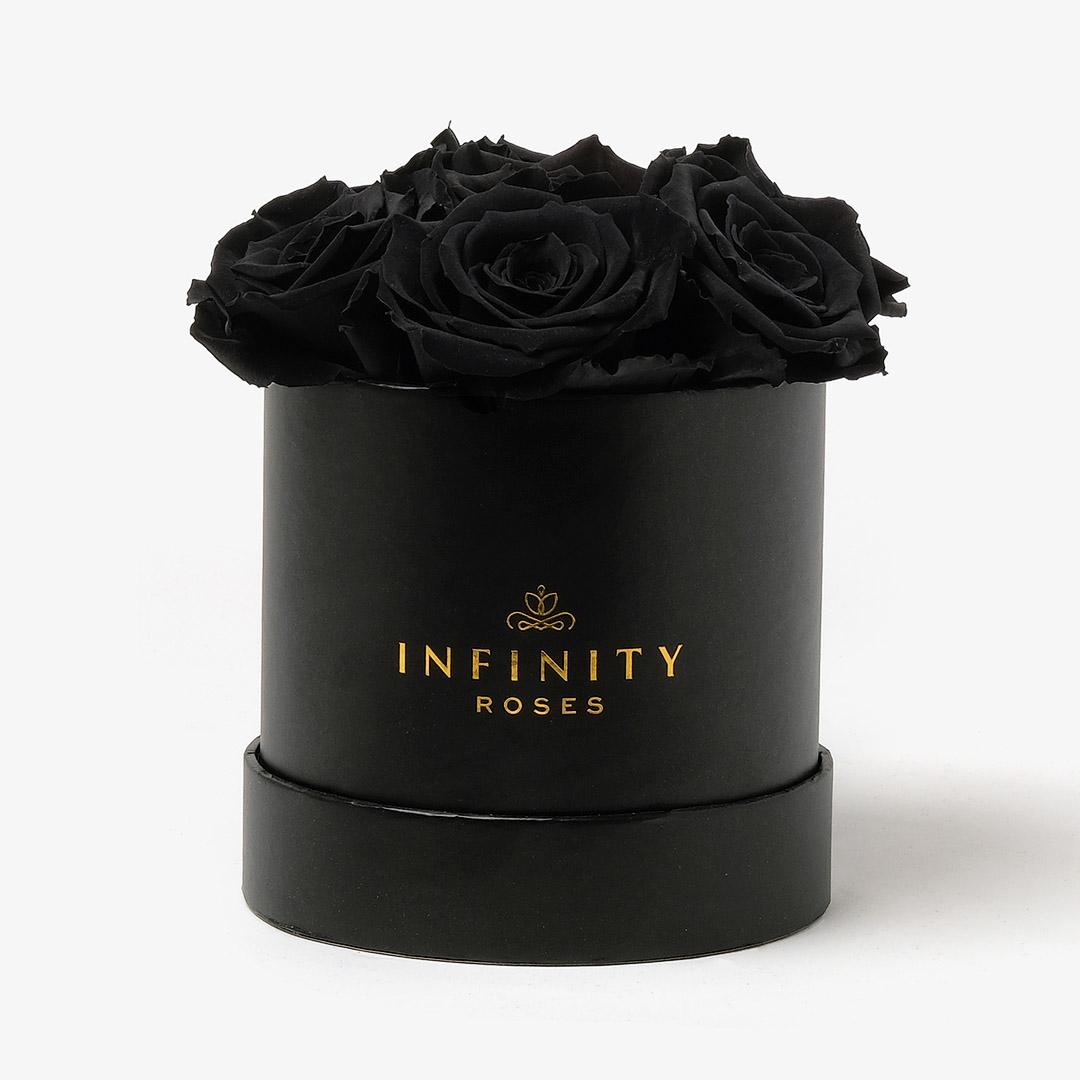 Medium Bloom Rose Box - Black Rose - Black Box