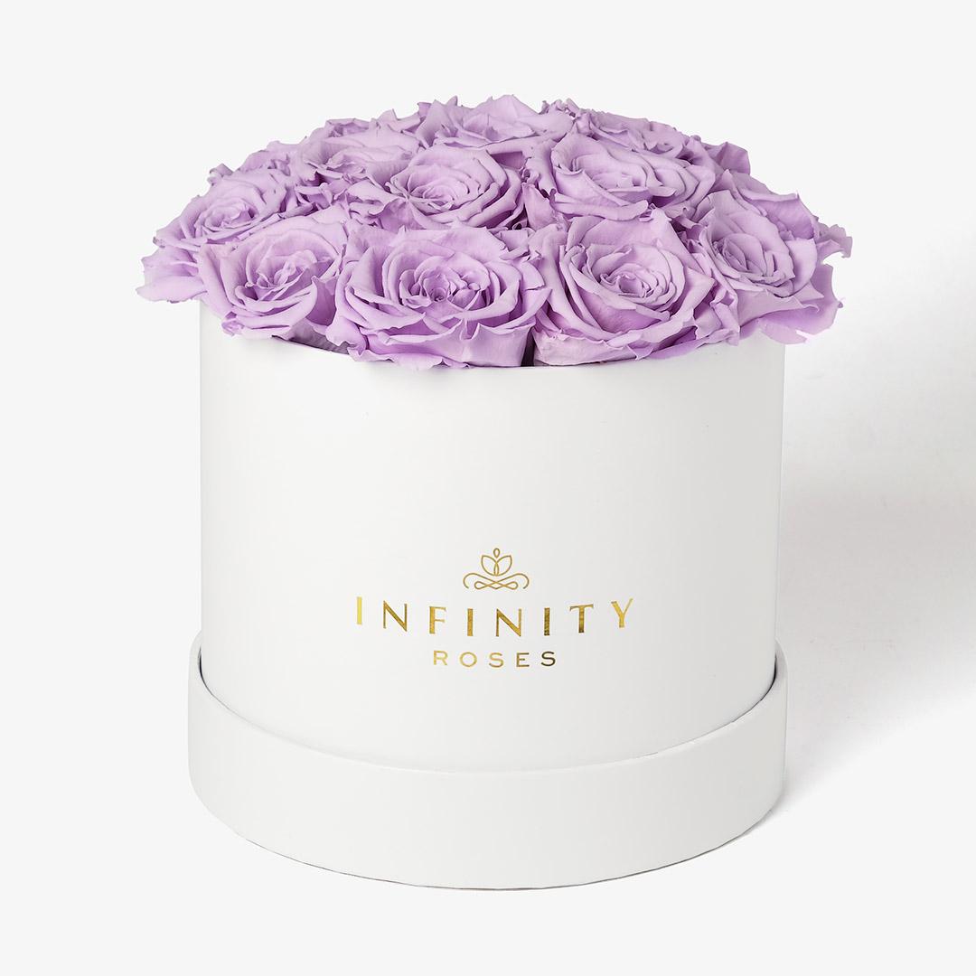 Large Bloom Rose Box - Lavender Rose - White Box