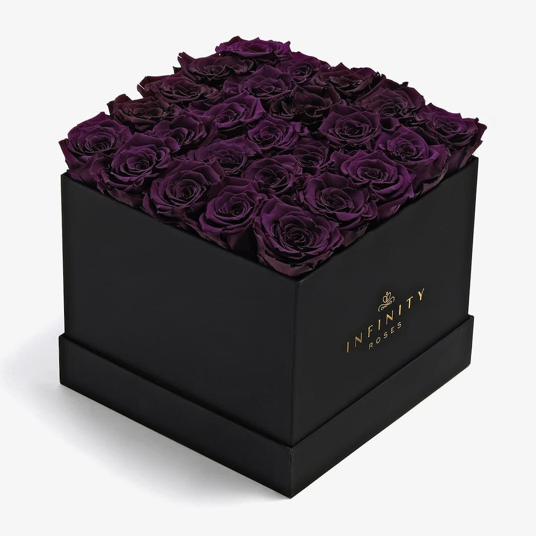 X-Large Square Rose box - Violet Rose - Black Box