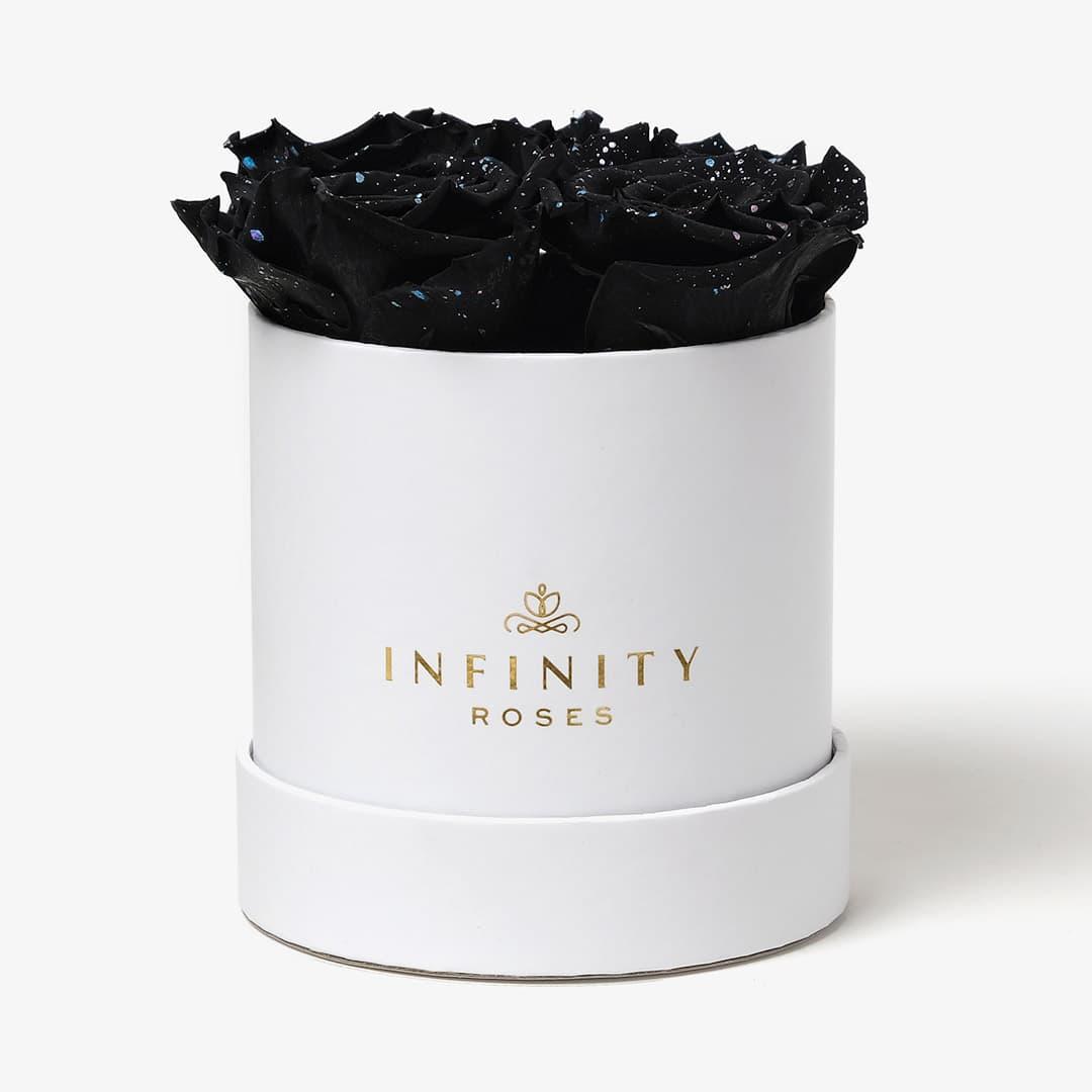 Small Rose Box - Black Galaxy Rose - White Box