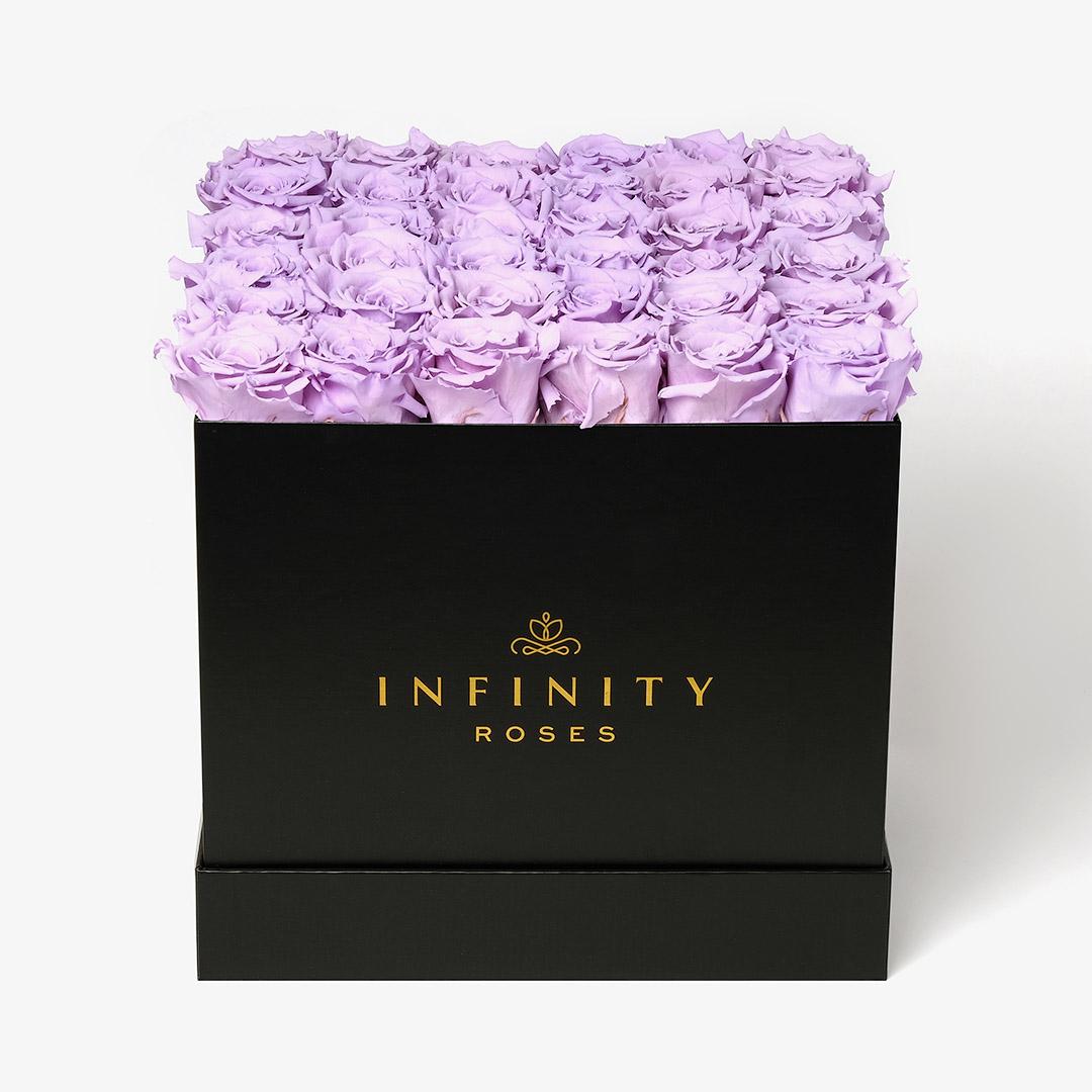 Grand Square Rose Box - Lavender Rose - Black Box