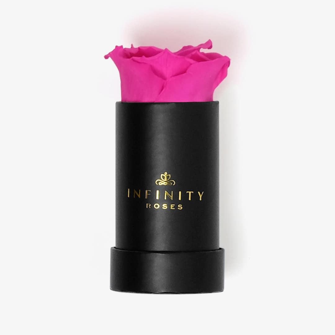 Single Rose Box - Hot Pink Rose - Black Box